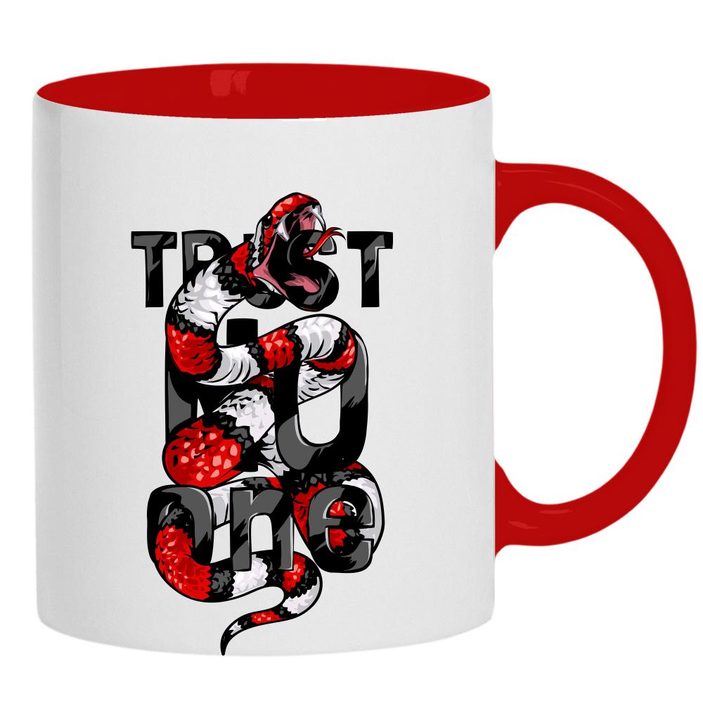 Trust No One kubek ucho kolor kolor czerwony latte