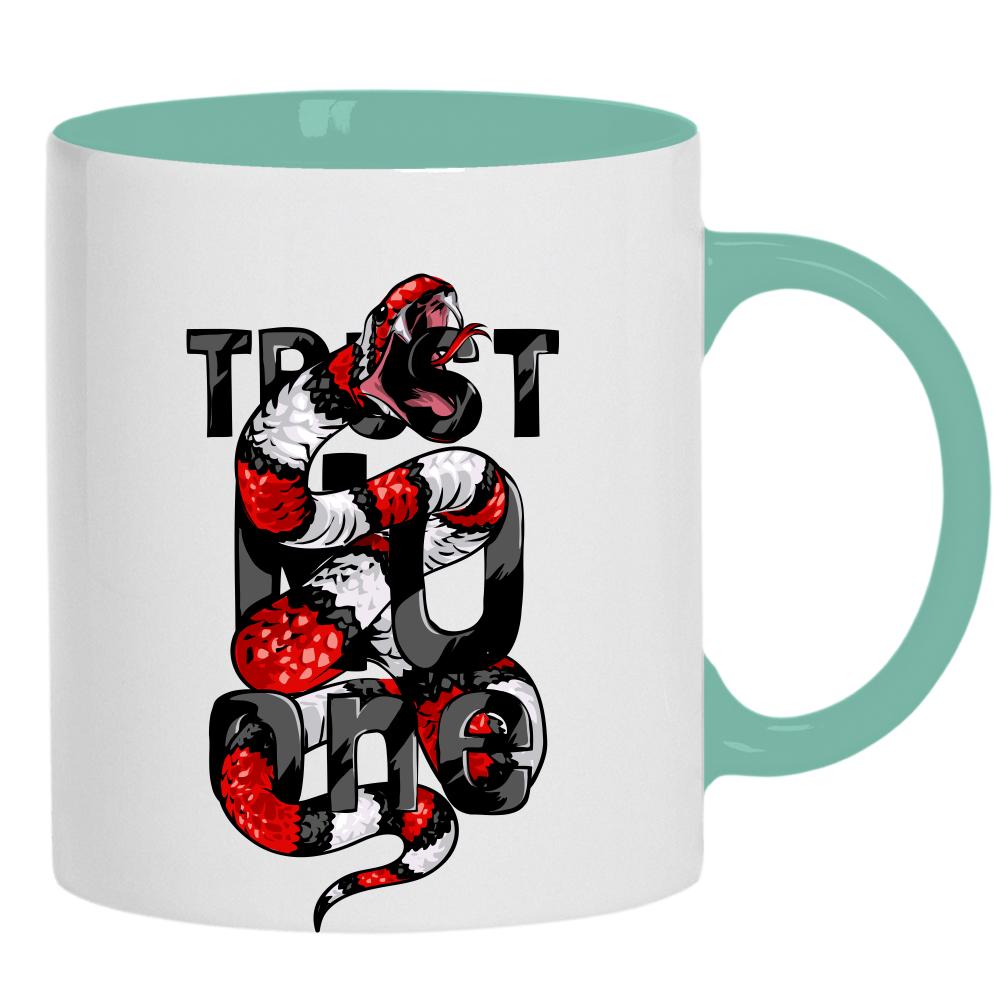 Trust No One kubek ucho kolor kolor miętowo zielony