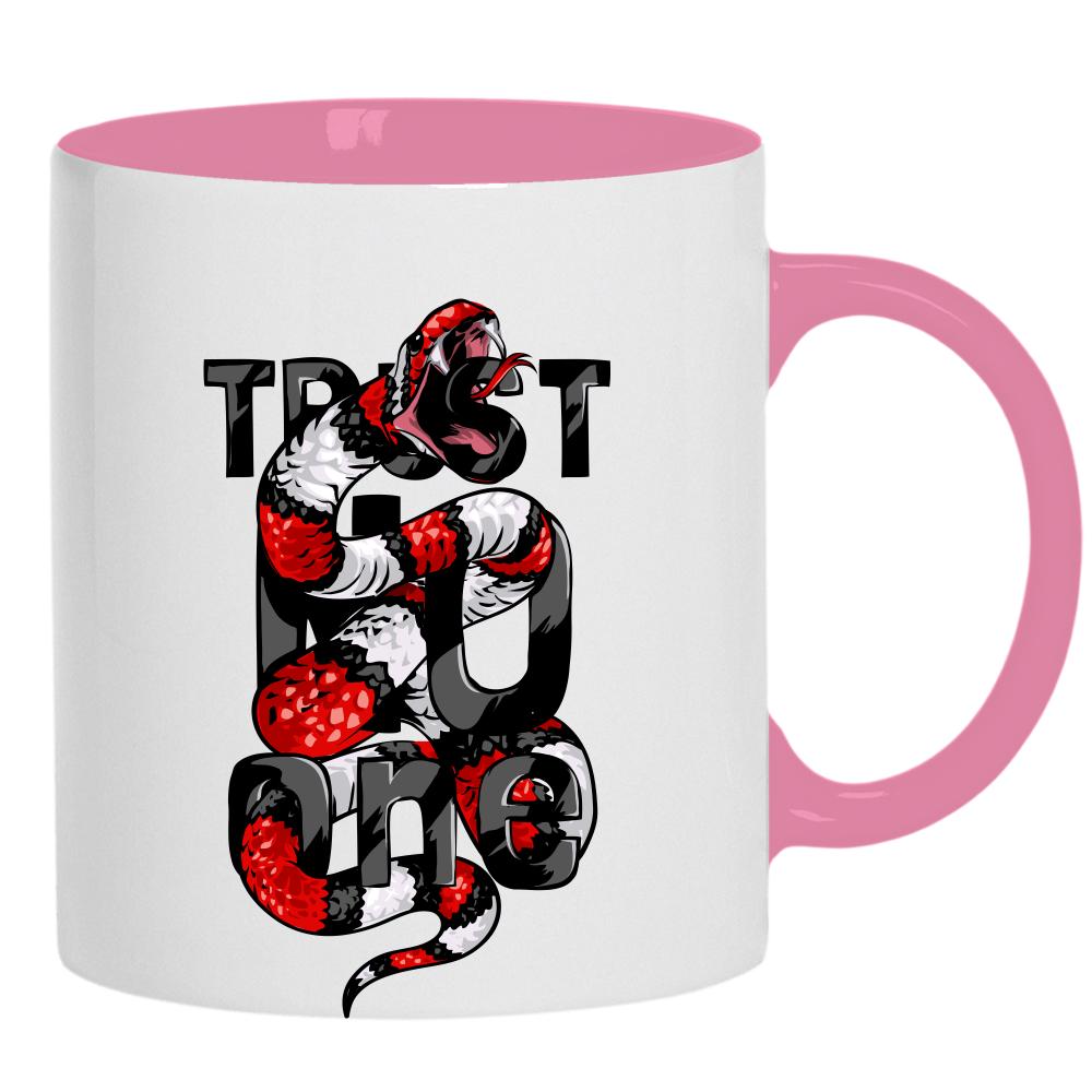 Trust No One kubek ucho kolor kolor różowy
