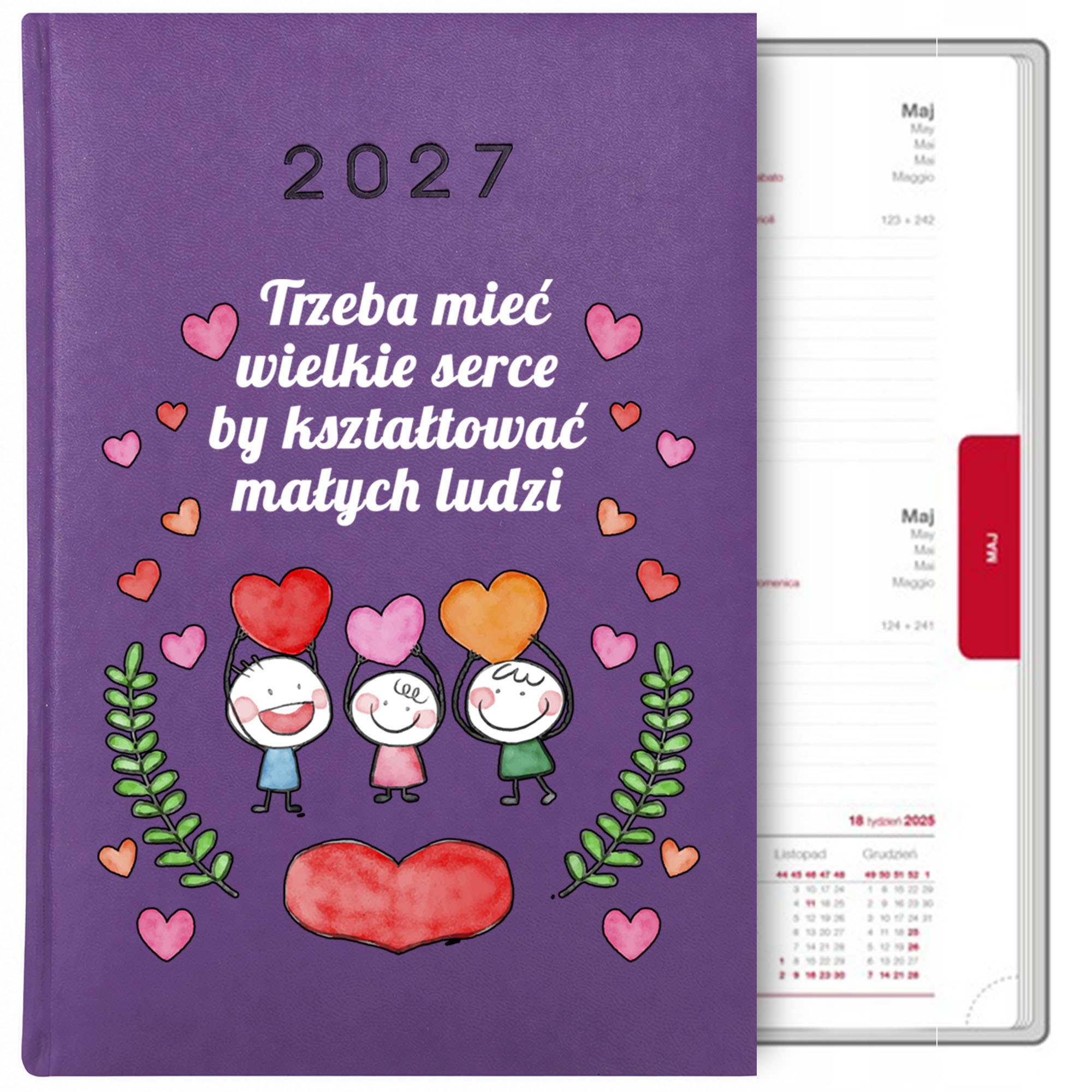 Trzeba mieć wielkie serce 2 kalendarz książkowy a5 2027 kolor fioletowy