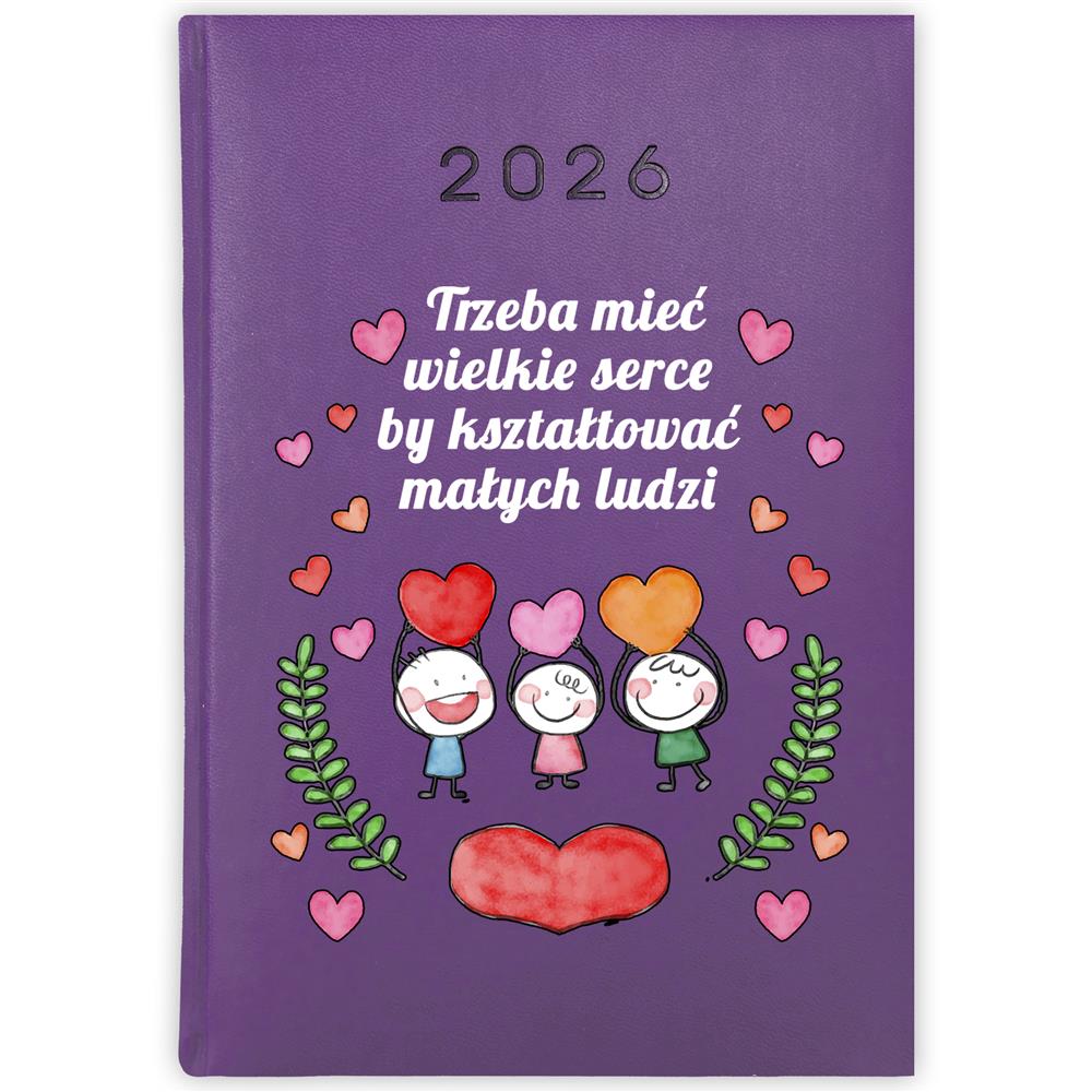Trzeba mieć wielkie serce 2 kalendarz książkowy a5 2026 kolor fioletowy