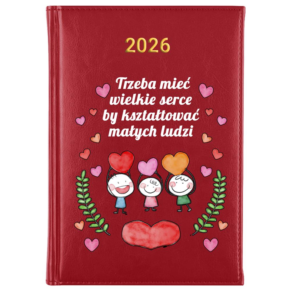 Trzeba mieć wielkie serce 2 kalendarz książkowy a5 2026 kolor red