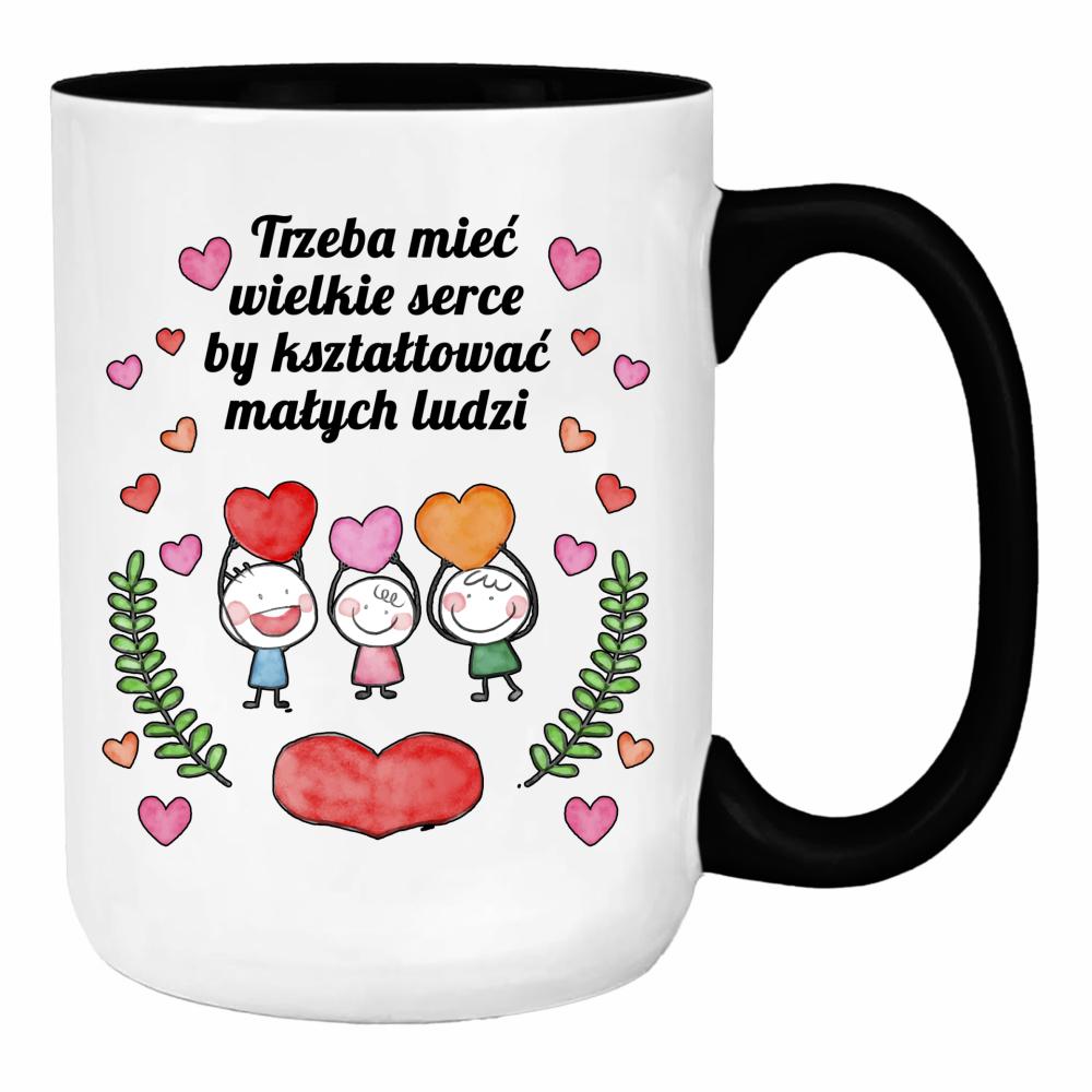 Trzeba mieć wielkie serce by kształtować duży kubek ucho kolor kolor czerwony latte