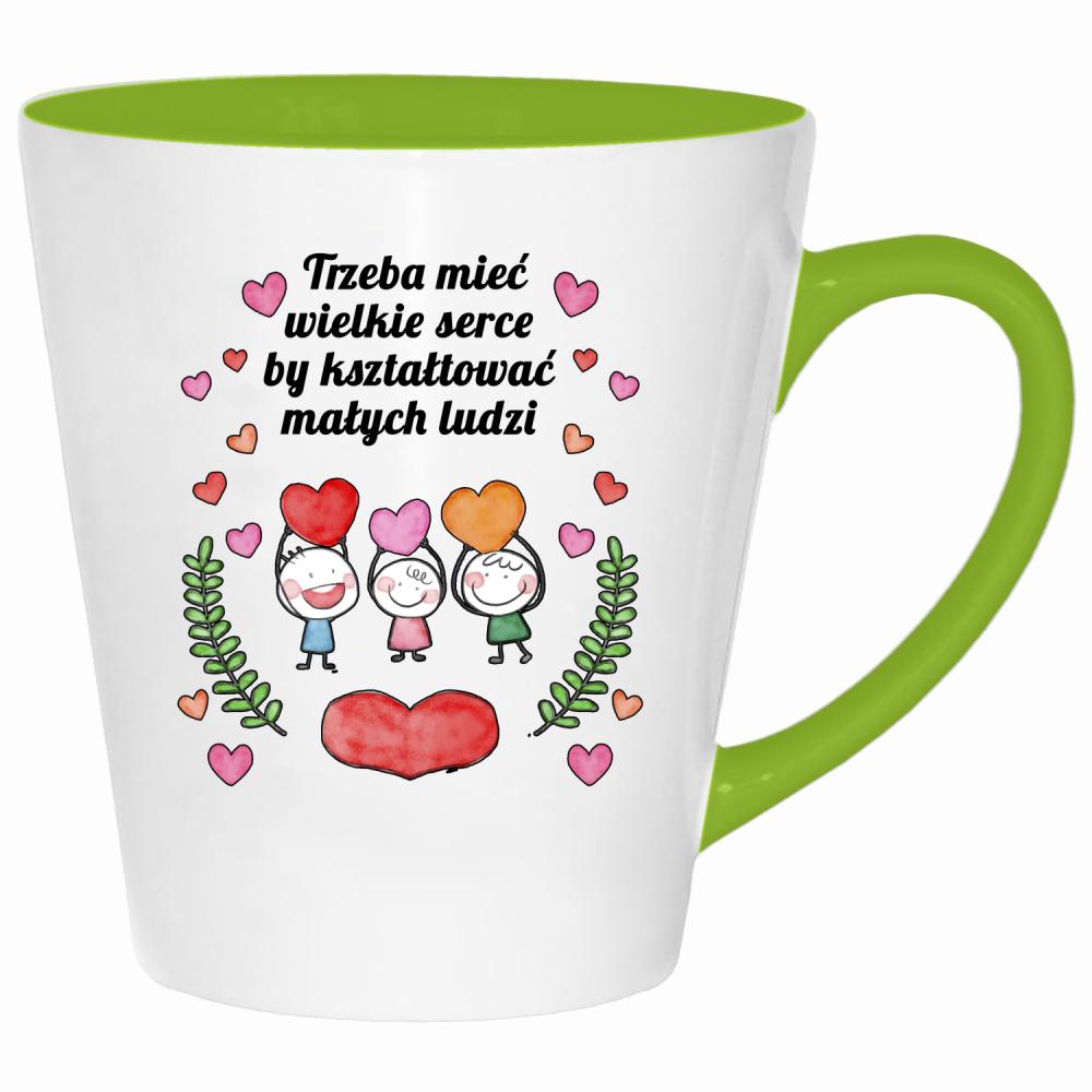 Trzeba mieć wielkie serce by kształtować kubek latte kolor limonka