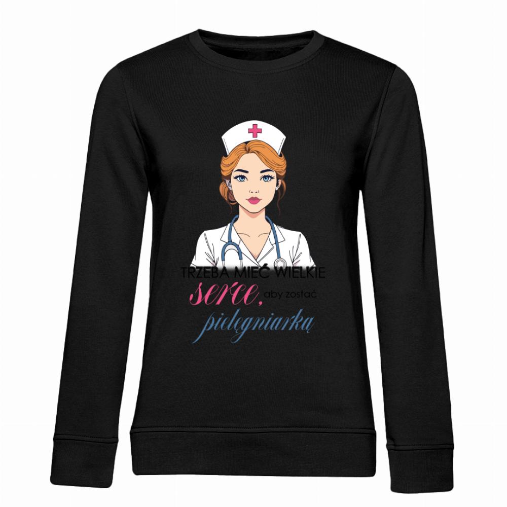 Trzeba mieć wielkie serce – pielęgniarka bluza damska bez kaptura kolor czerwony latte