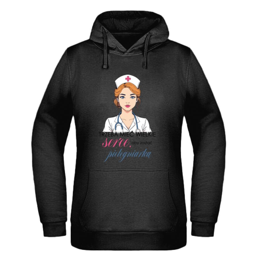 Trzeba mieć wielkie serce – pielęgniarka bluza damska z kapturem kolor miętowo zielony