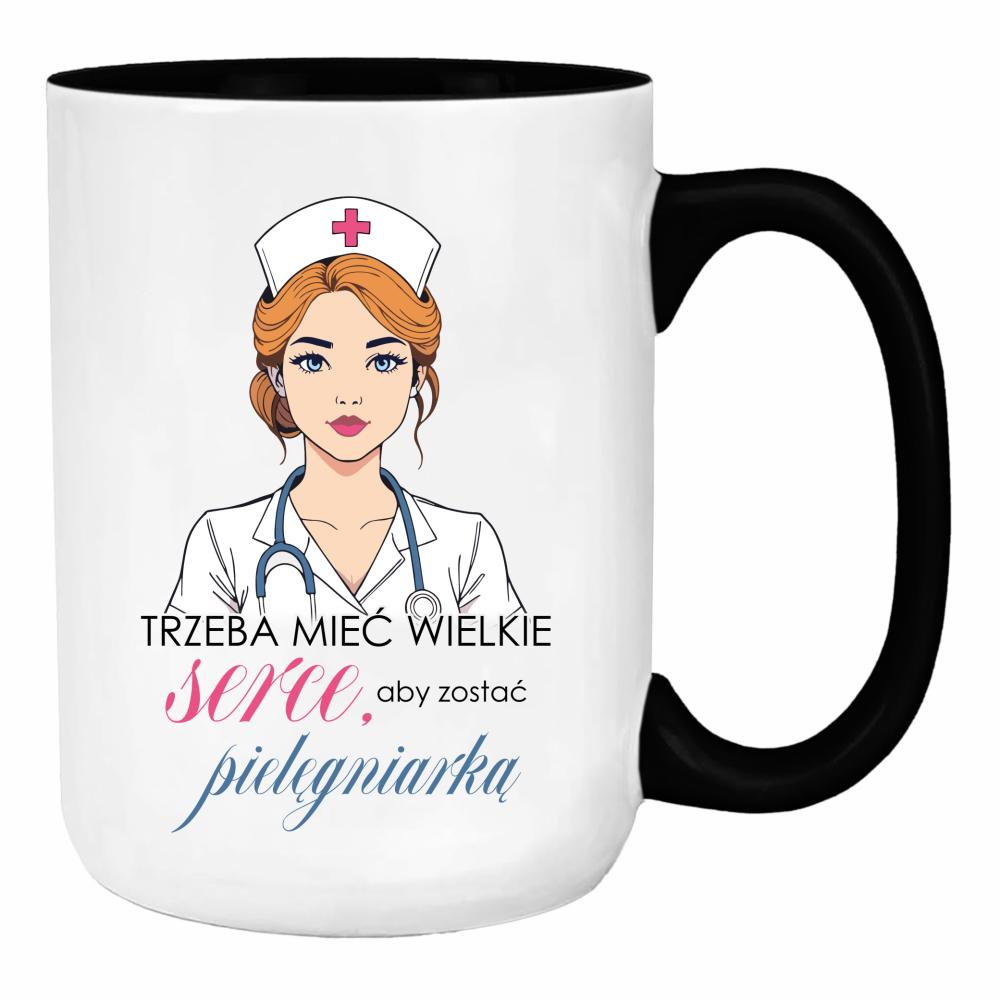 Trzeba mieć wielkie serce – pielęgniarka duży kubek ucho kolor kolor turkusowy