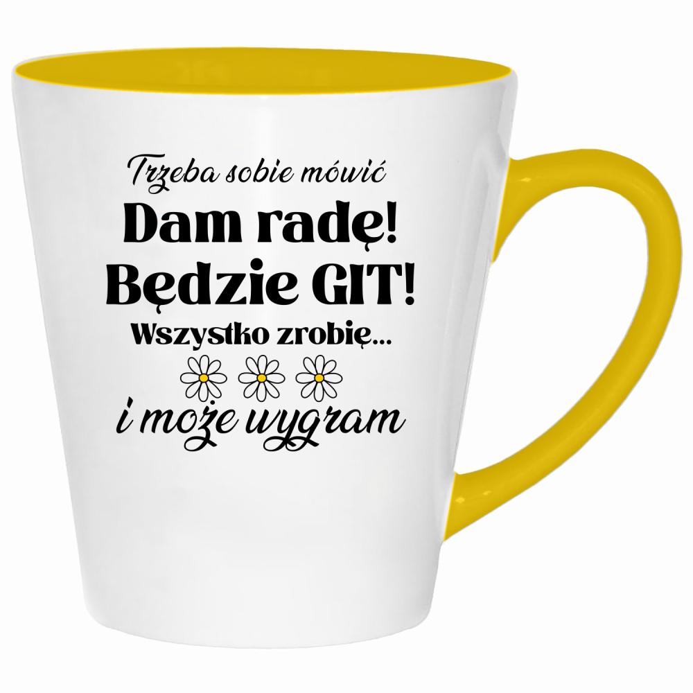 Trzeba sobie mówić: Dam radę! Będzie git! kubek latte kolor żółtyy