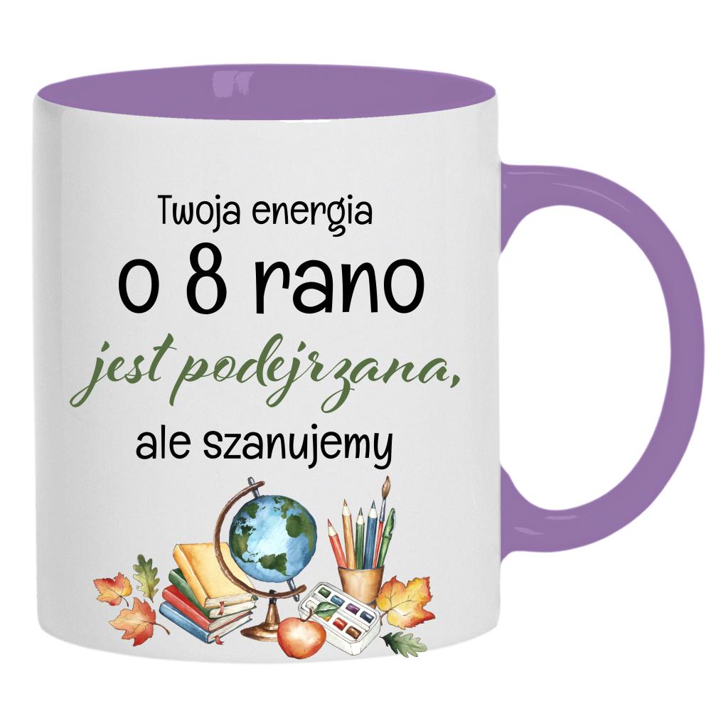 Twoja energia o 8 rano kubek ucho kolor kolor jasnofioletowy