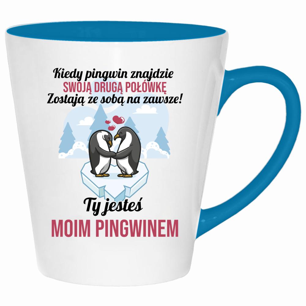 Ty jesteś moim pingwinem kubek latte kolor turkus