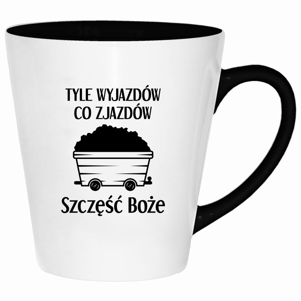 Tyle wyjazdów co zjazdów. Szczęść Boże! kubek latte kolor navy