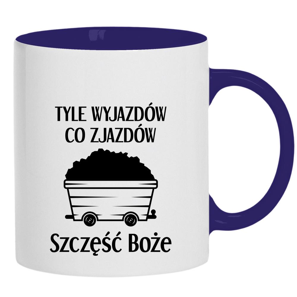 Tyle wyjazdów co zjazdów. Szczęść Boże! kubek ucho kolor kolor navy