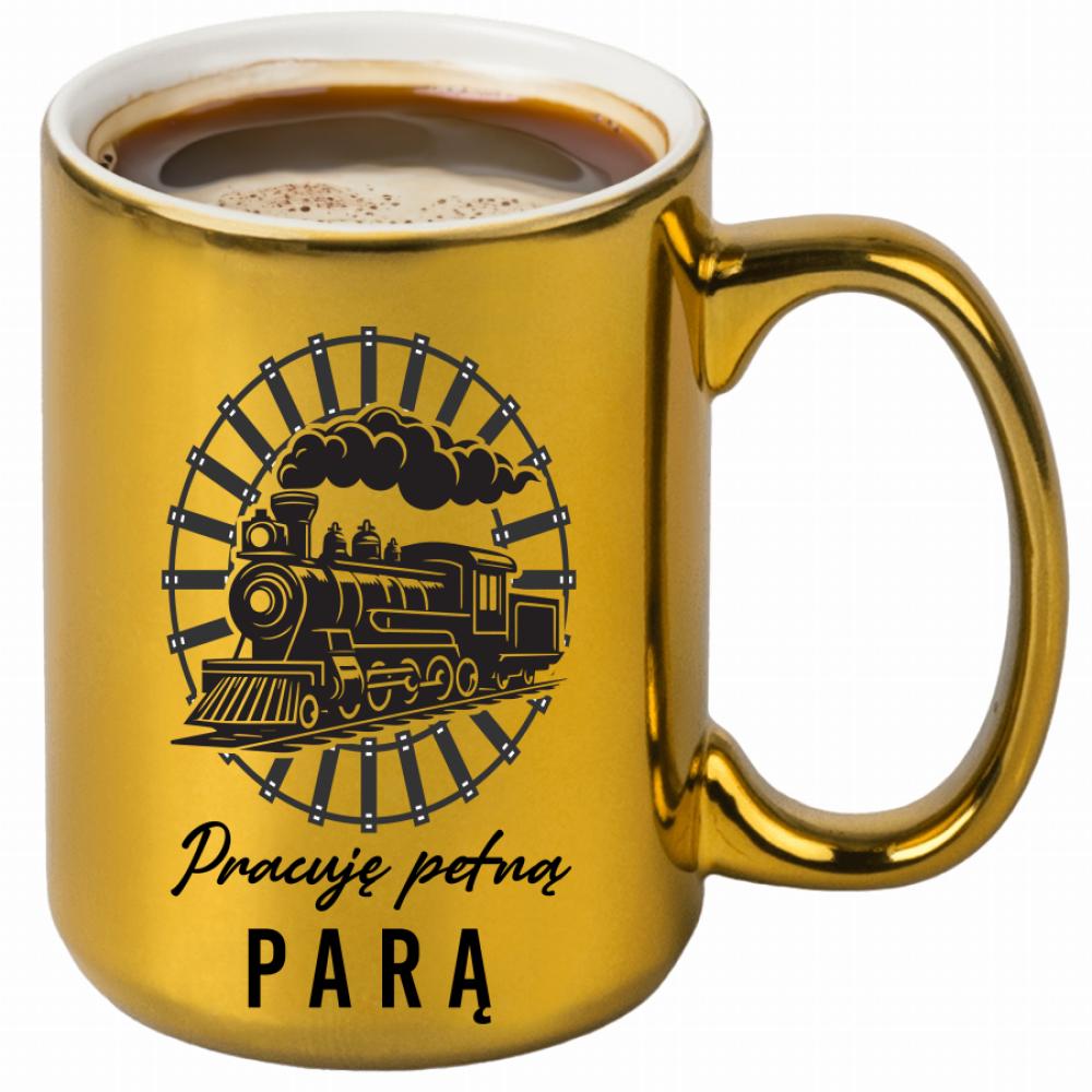 Tylko najlepsi zostają kolejarzami 2 kubek złoty kolor czarnyy