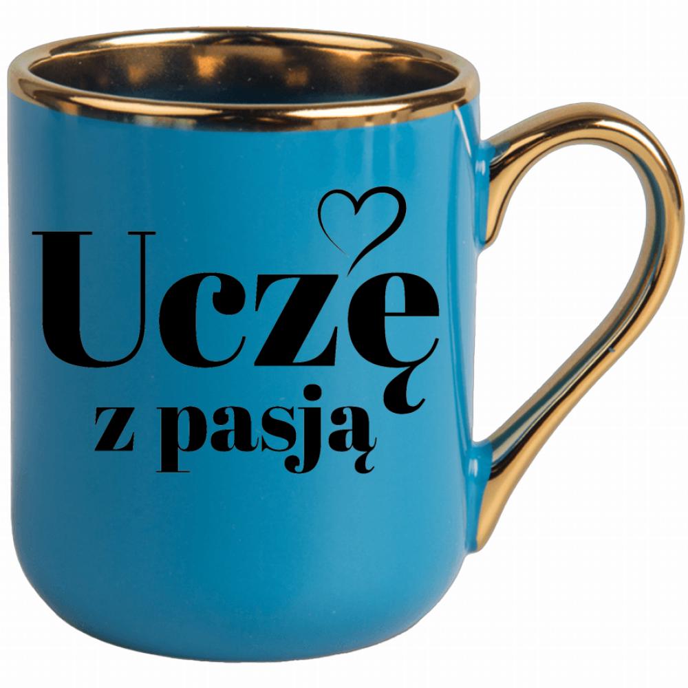 Uczę z pasją kubek elegant niebieski