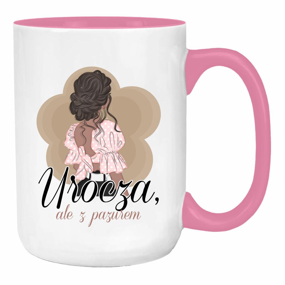 Urocza, ale z pazurem duży kubek ucho kolor kolor różowy