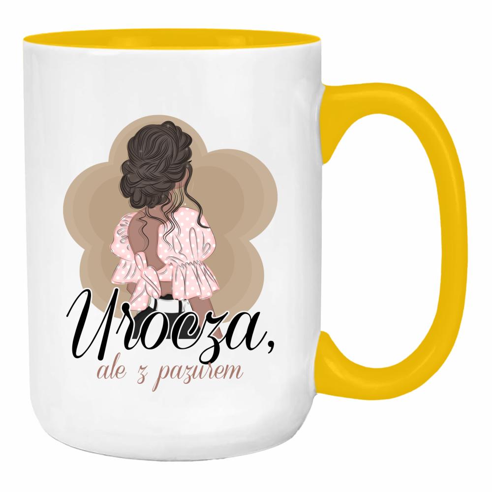 Urocza, ale z pazurem duży kubek ucho kolor kolor żółty
