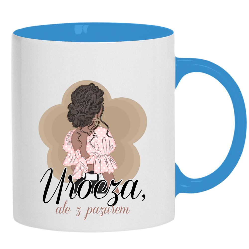 Urocza, ale z pazurem kubek ucho kolor kolor jasnoniebieski
