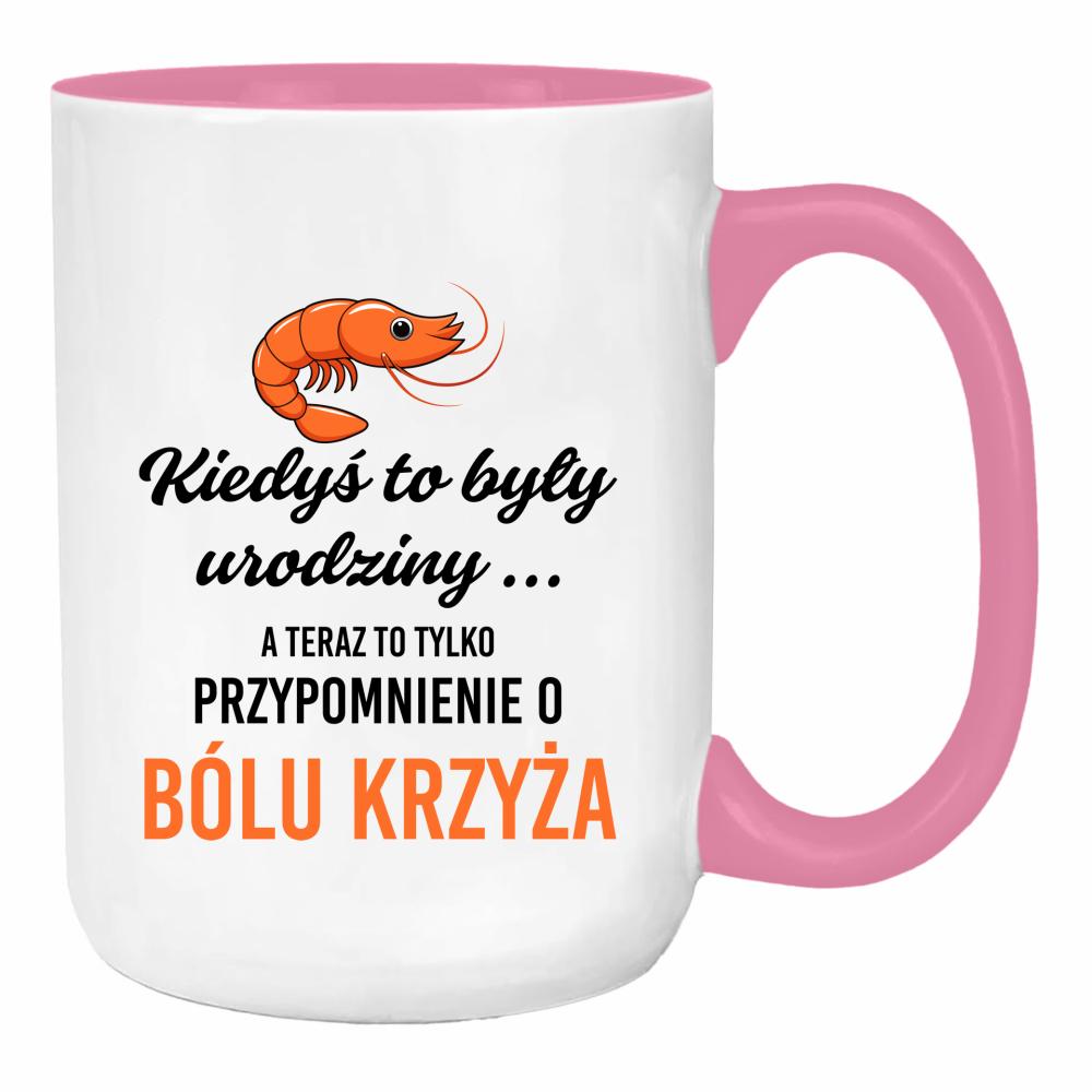 Urodzinowy ból krzyża duży kubek ucho kolor kolor różowy