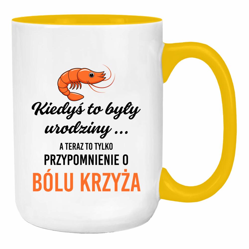 Urodzinowy ból krzyża duży kubek ucho kolor kolor żółty