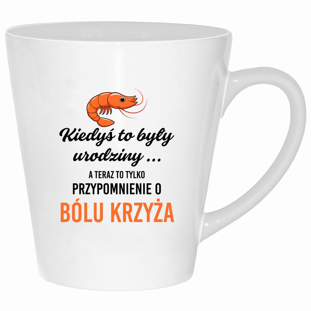 Urodzinowy ból krzyża kubek latte kolor biały