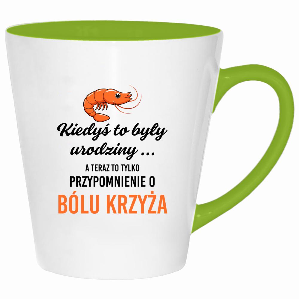Urodzinowy ból krzyża kubek latte kolor limonka
