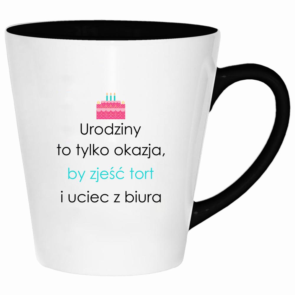 Urodziny to tylko okazja by zjeść tort kubek latte kolor miętowo zielony