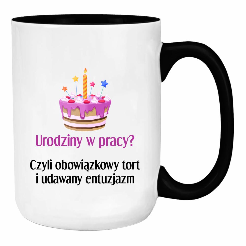 Urodziny w pracy Czyli tort i udawany entuzjazm duży kubek ucho kolor kolor czerwony latte