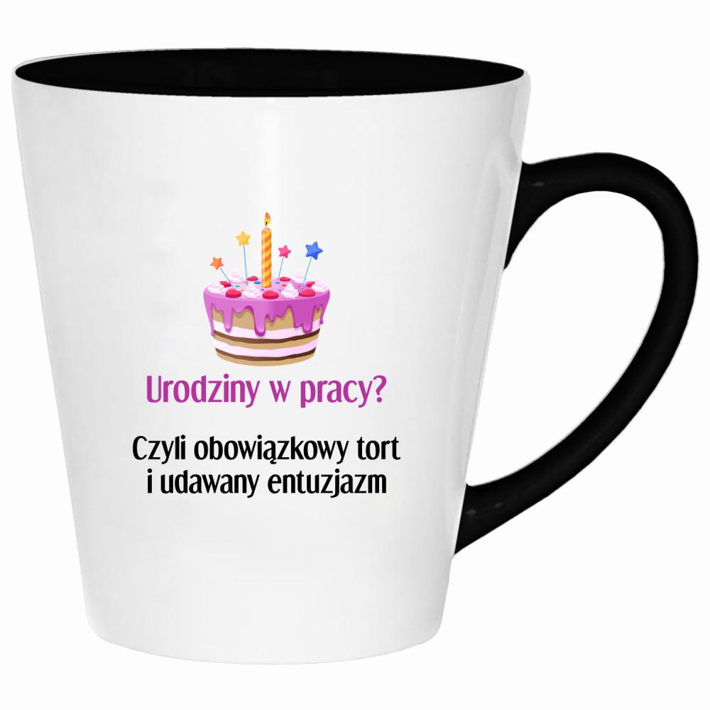 Urodziny w pracy Czyli tort i udawany entuzjazm kubek latte kolor zielony