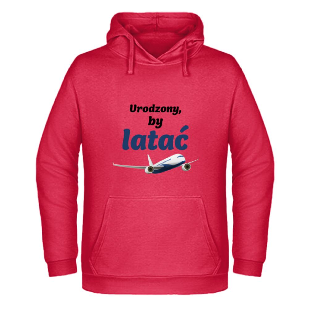Urodzony by latać bluza męska z kapturem kolor czerwony