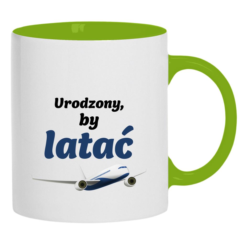 Urodzony by latać kubek ucho kolor kolor zielony