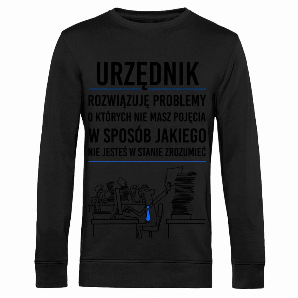 URZĘDNIK ROZWIĄZUJE PROBLEMY bluza męska bez kaptura kolor czerwony latte