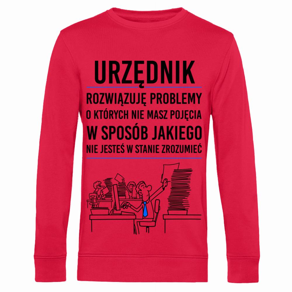 URZĘDNIK ROZWIĄZUJE PROBLEMY bluza męska bez kaptura kolor czerwony