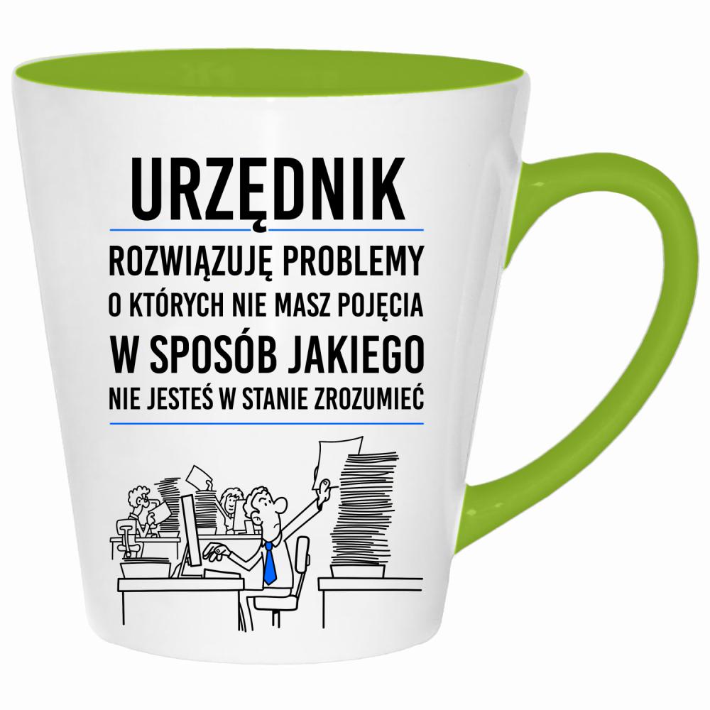 URZĘDNIK ROZWIĄZUJE PROBLEMY kubek latte kolor limonka