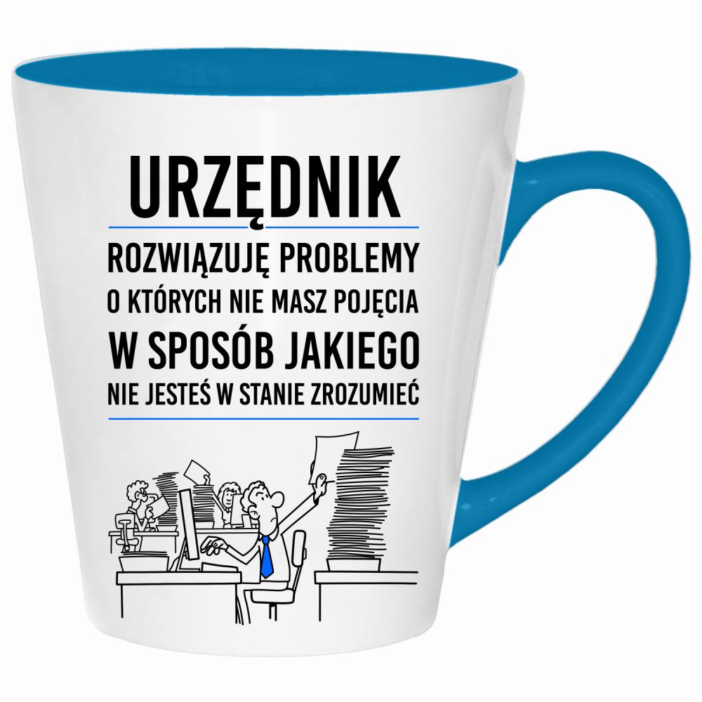 URZĘDNIK ROZWIĄZUJE PROBLEMY kubek latte kolor turkus