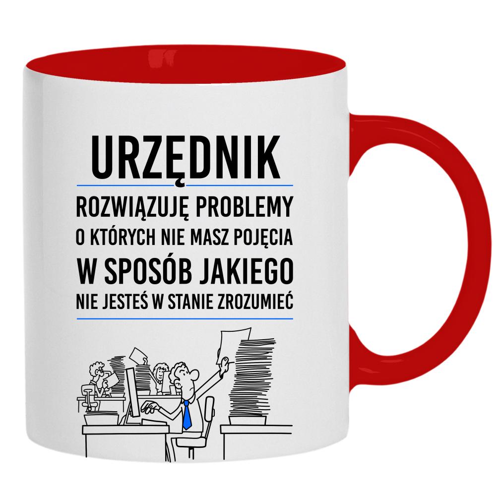 URZĘDNIK ROZWIĄZUJE PROBLEMY kubek ucho kolor kolor żółty