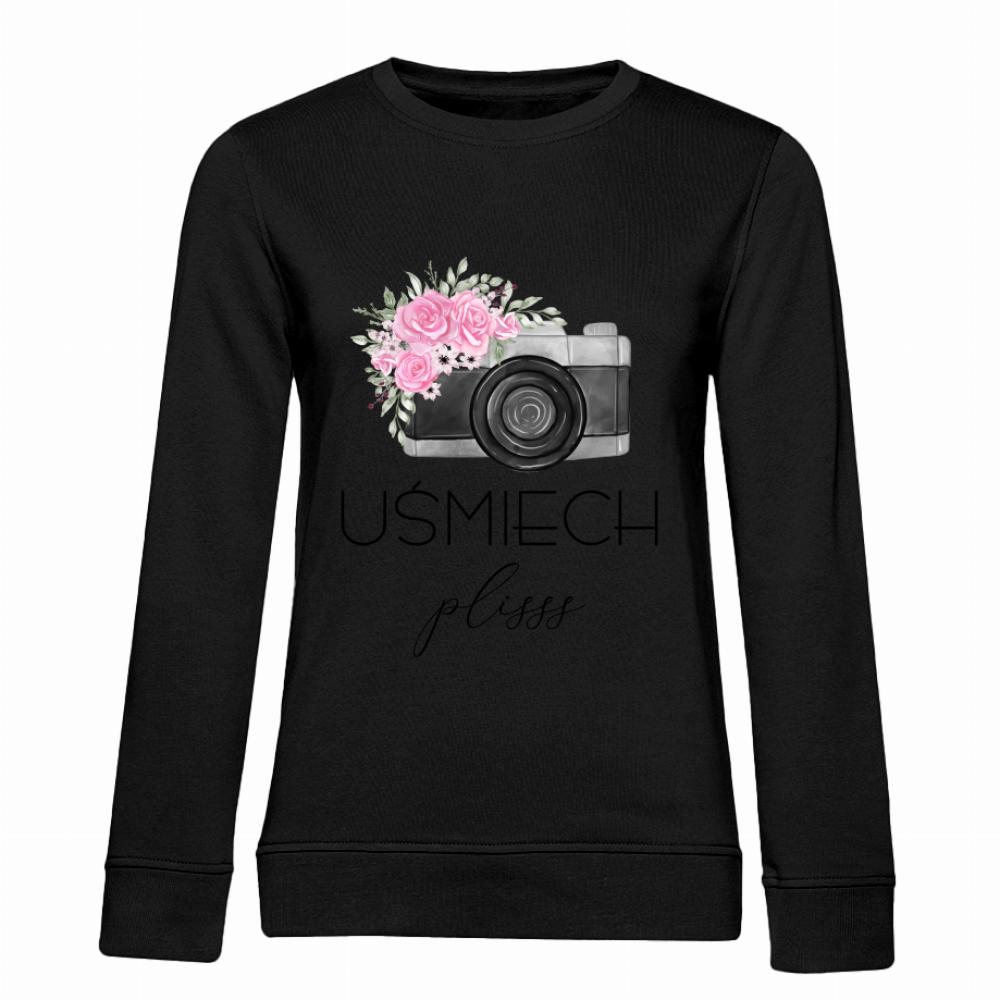UŚMIECH PLISSS bluza damska bez kaptura kolor czarnyy