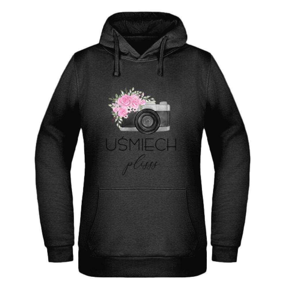 UŚMIECH PLISSS bluza damska z kapturem kolor zielony