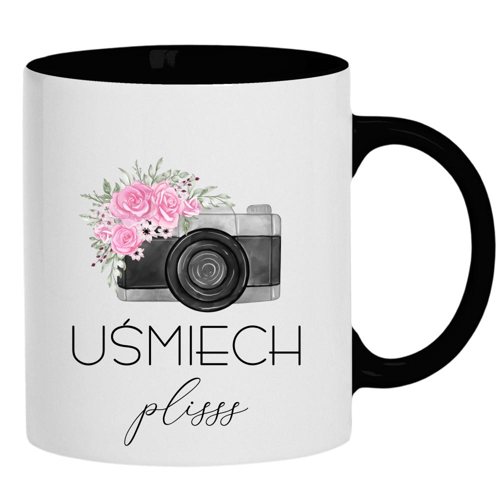 UŚMIECH PLISSS kubek ucho kolor kolor czarnyy