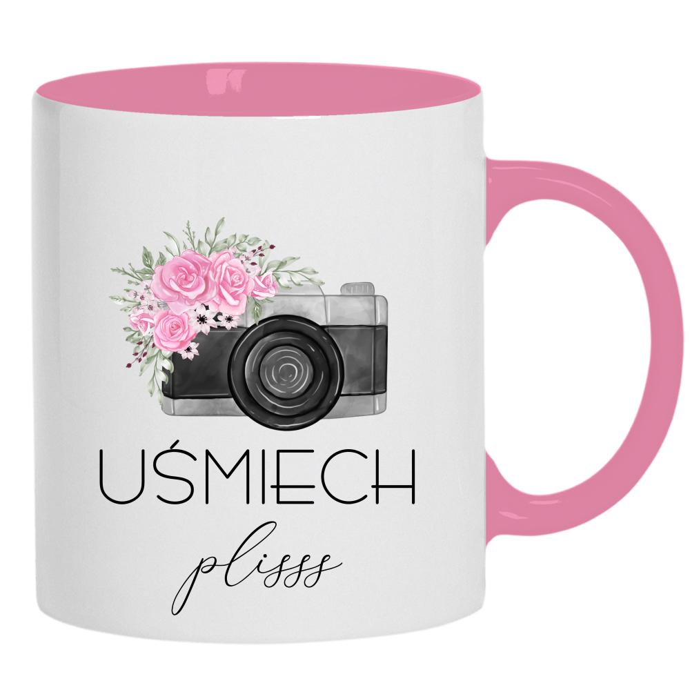 UŚMIECH PLISSS kubek ucho kolor kolor różowy