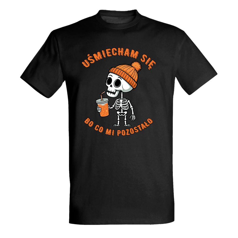 Uśmiecham się, bo co mi pozostało koszulka męska kolor różowy