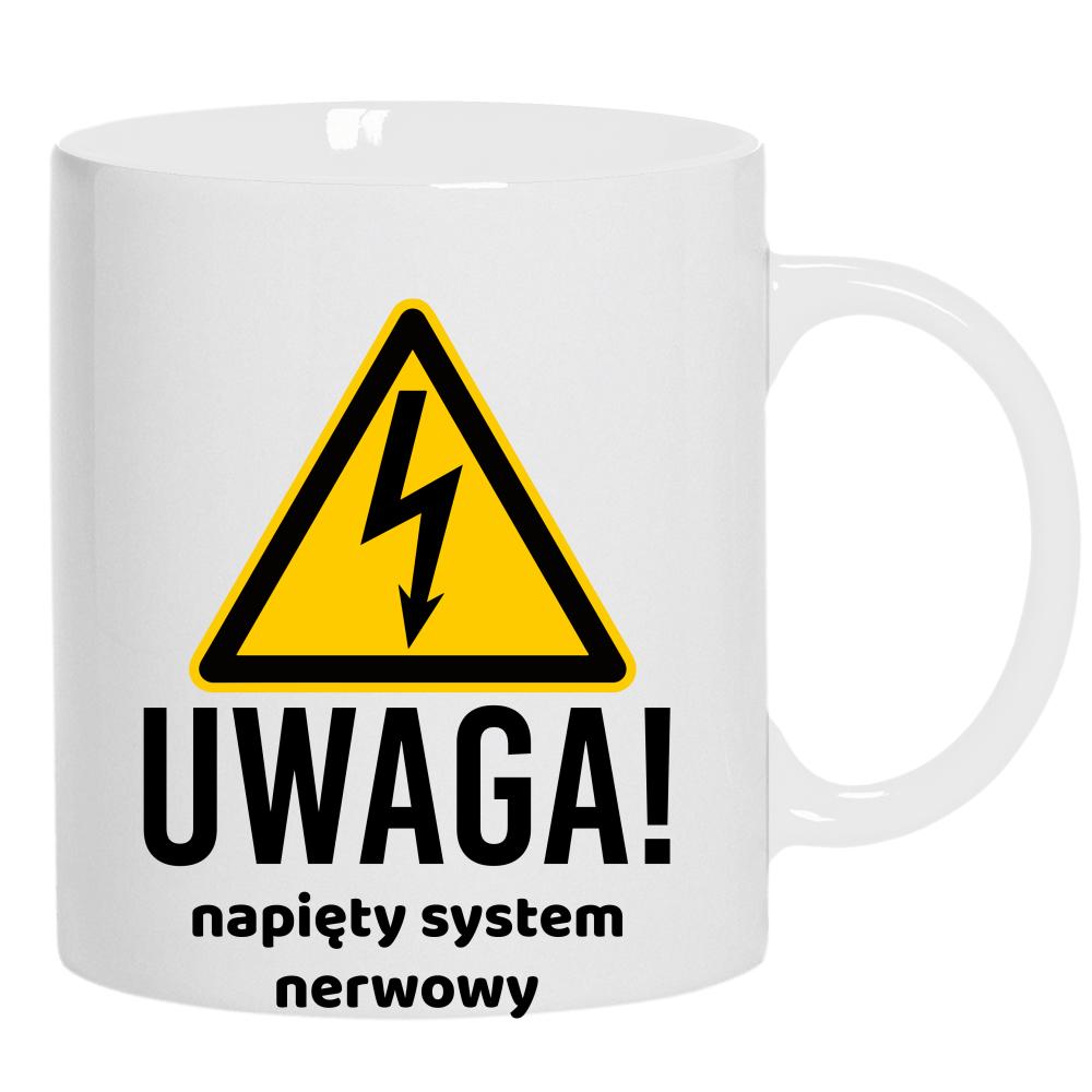 Uwaga: napięty system nerwowy kubek ucho kolor kolor biały