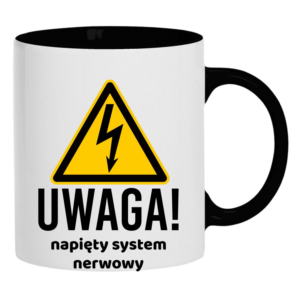 Uwaga: napięty system nerwowy kubek ucho kolor kolor czarnyy