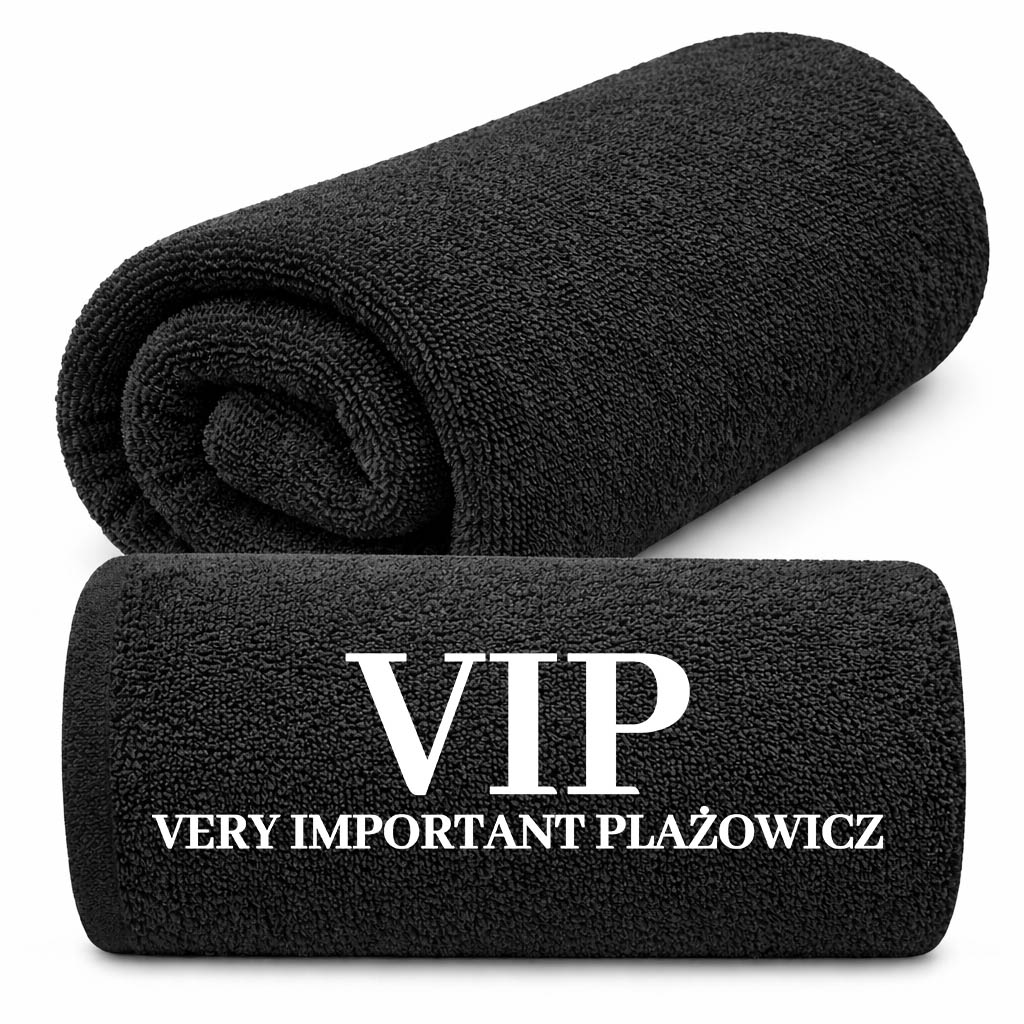 VIP! Very important plażowicz ręcznik 50x100 kolor czarny