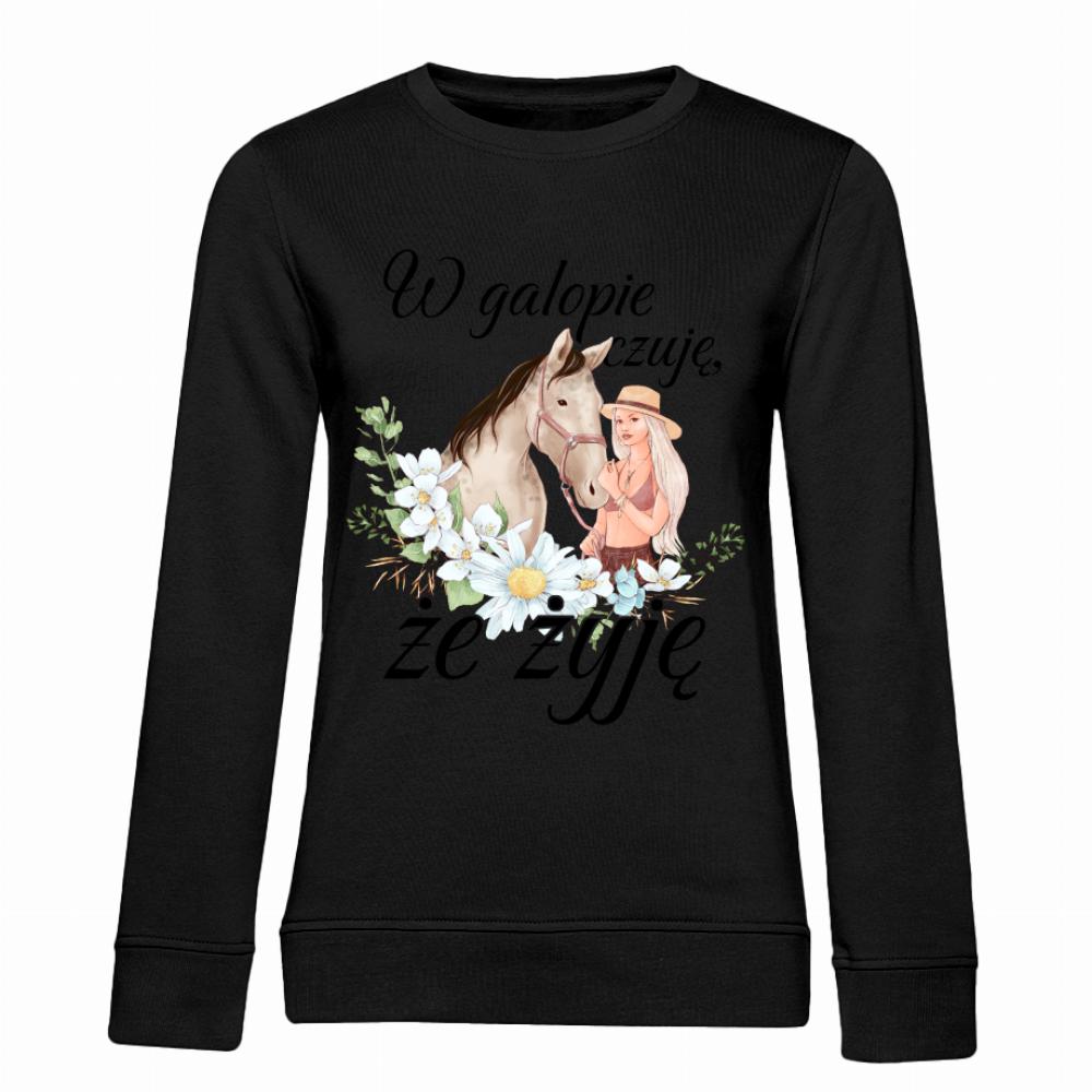 W galopie czuję, że żyję bluza damska bez kaptura kolor navy