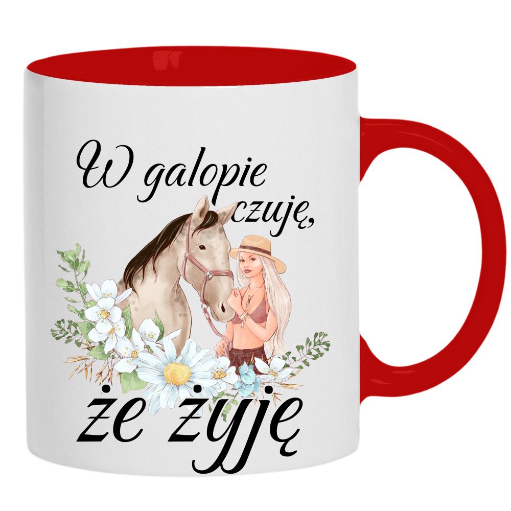 W galopie czuję, że żyję kubek ucho kolor