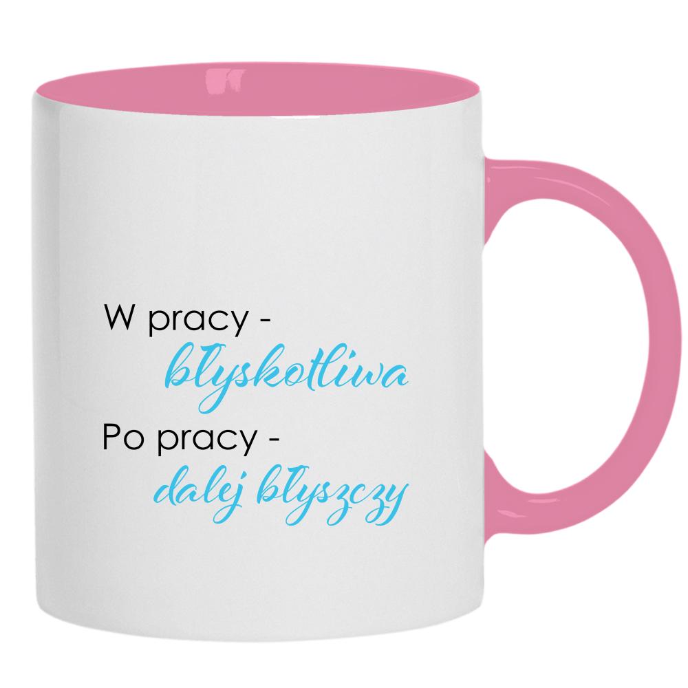 W pracy błyskotliwa, po pracy dalej błyszczy kubek ucho kolor kolor różowy