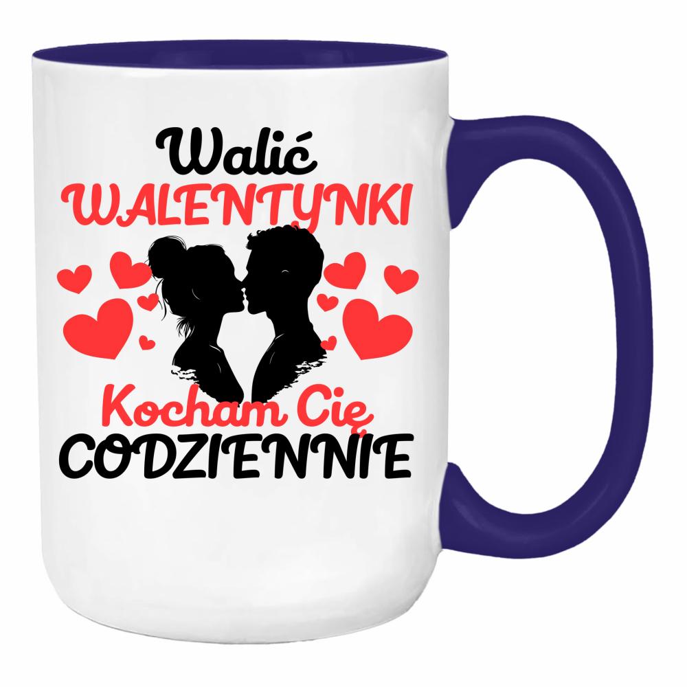 Walić walentynki, kocham cię codziennie duży kubek ucho kolor kolor navy