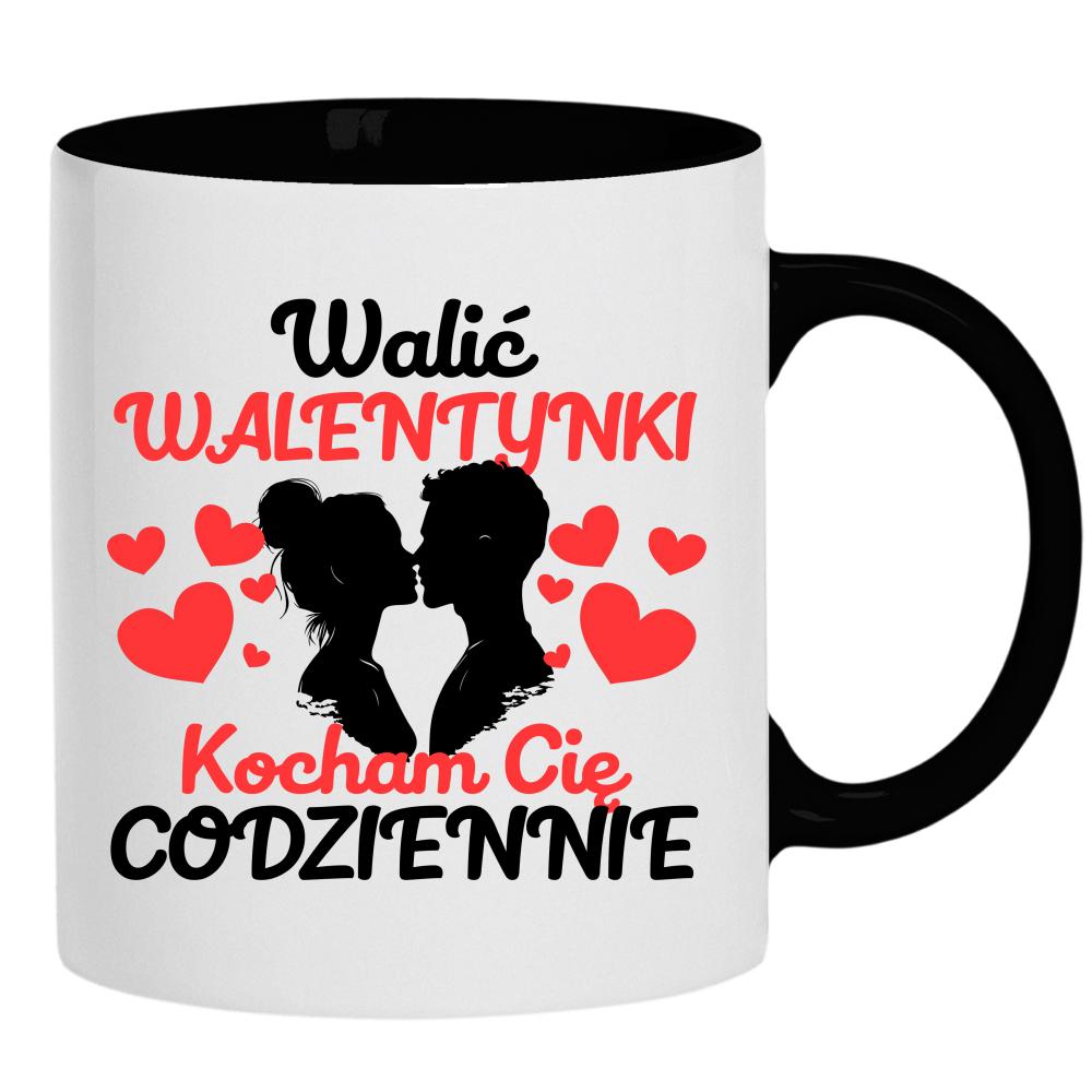 Walić walentynki, kocham cię codziennie kubek ucho kolor kolor czarnyy