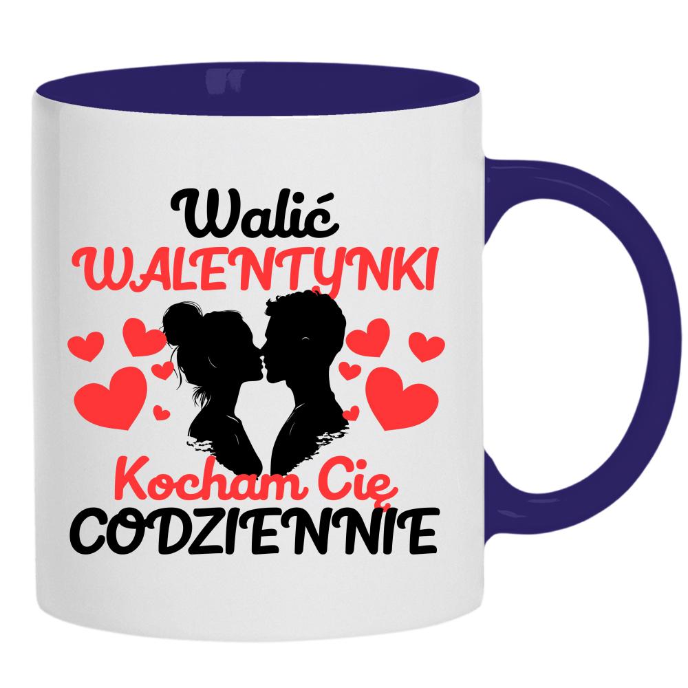 Walić walentynki, kocham cię codziennie kubek ucho kolor kolor navy