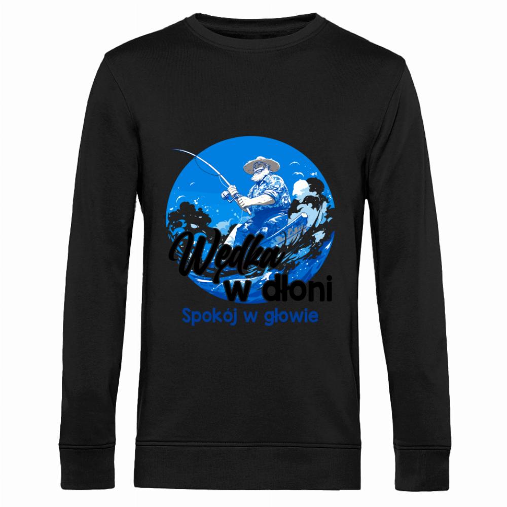 Wędka w dłoni, spokój w głowie bluza męska bez kaptura kolor turkus